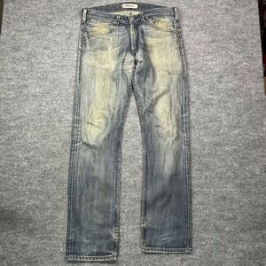 Vintage Levi's 504 Straight Jeans Men's Faded Blue Denim Pockets Classic - 34X34